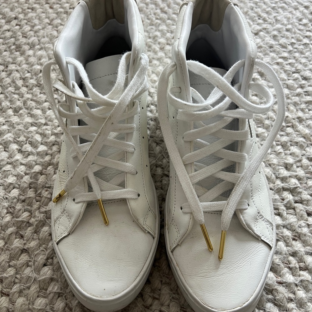 Adidas White and Gold High-Top Sneakers - Picture 3 of 5